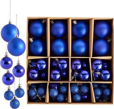 50 прикрас для ялинки Twiddlers – блакитні, різні розміри та покриття (6см, 4см, 3см)