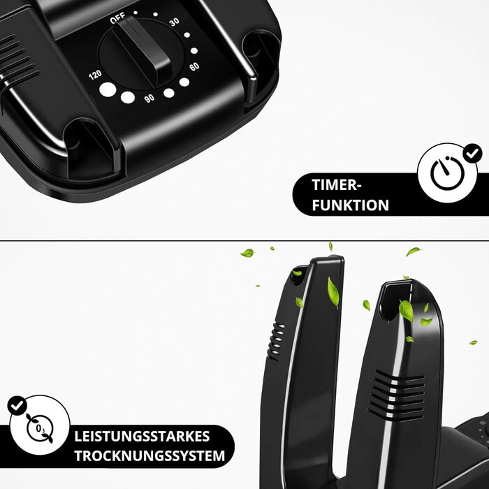 Сушарка для взуття Vonia з таймером - освіжувач взуття - усуває неприємний запах - чорна (стандартна)