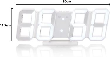 Lunartec Digital Clock Wall: Digital Jumbo LED Table & Wall Clock, 3D, Alarm Clock, Dimmable, 28 cm (Digital Clock for Placement, 3D Clock, Illuminated)