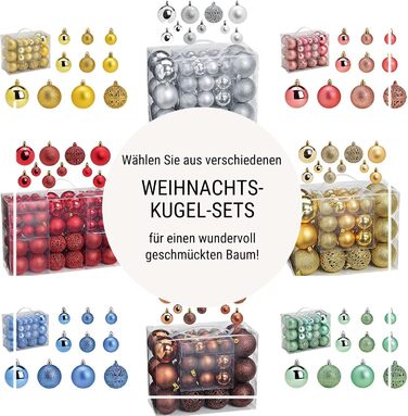 Набір прикрас для ялинки WOMA - 50 кульок, 22 кольори, пластик, ялинкові прикраси, декор, 100 шт. (Lemon Gold)
