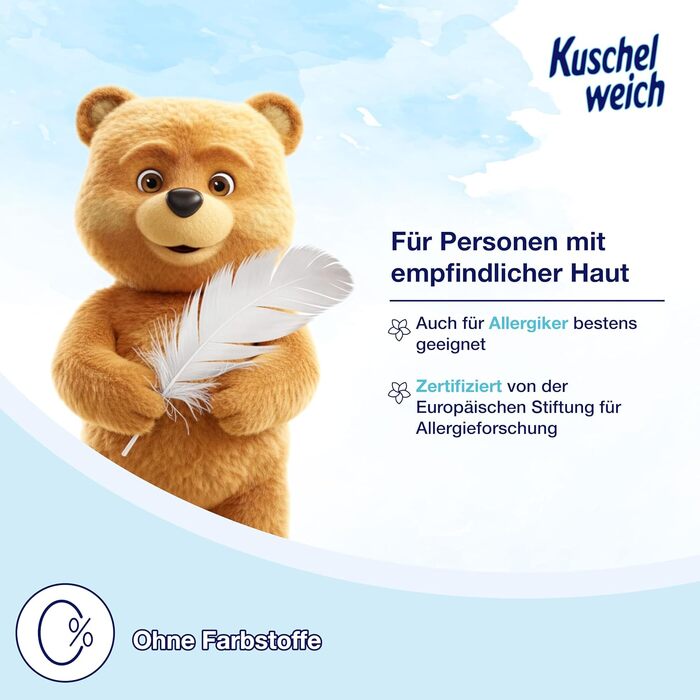 Кондиціонер для білизни Kuschelweich Sanft & Mild, гіпоалергенний, без мікропластику, 6 x 2 л (на 456 прань)