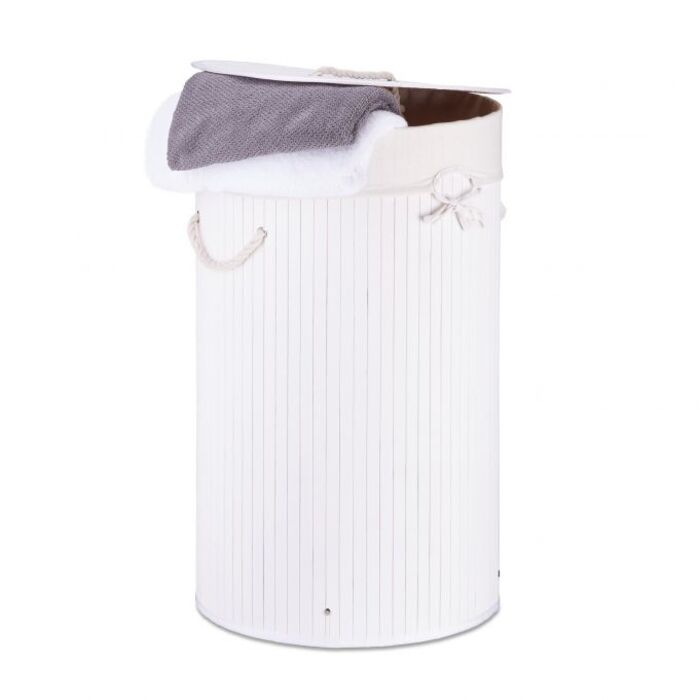 Relaxdays Bamboo Laundry Basket, Round