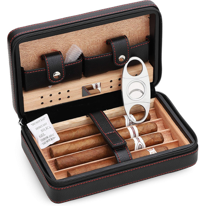 Чохол для сигар Time C Club з натуральної шкіри, портативний, з різаком та зволожувачем, подарунок для друзів нареченого, на день народження, на День батька, на річницю