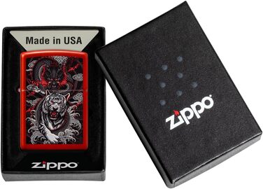 Запальничка Zippo з дизайном Дракон і Тигр, металева, червона