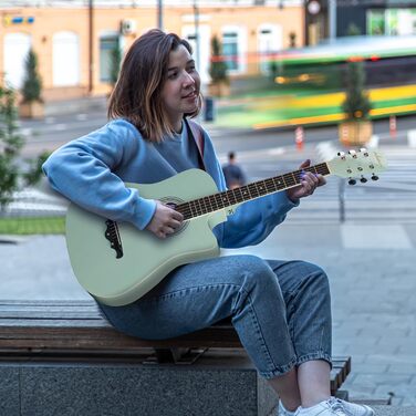 Акустична гітара ADM 38 дюймів для початківців (зелена) з комплектом аксесуарів та онлайн-уроками