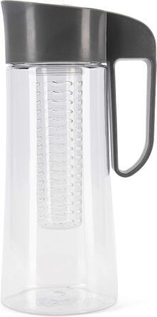 Healthy Kitchen Carafe with Fruit Infuser 2L – Water Carafe with Lid and Infuser, Infused Water Pitcher made of Tritan, 100% BPA-free – dishwasher safe (black)