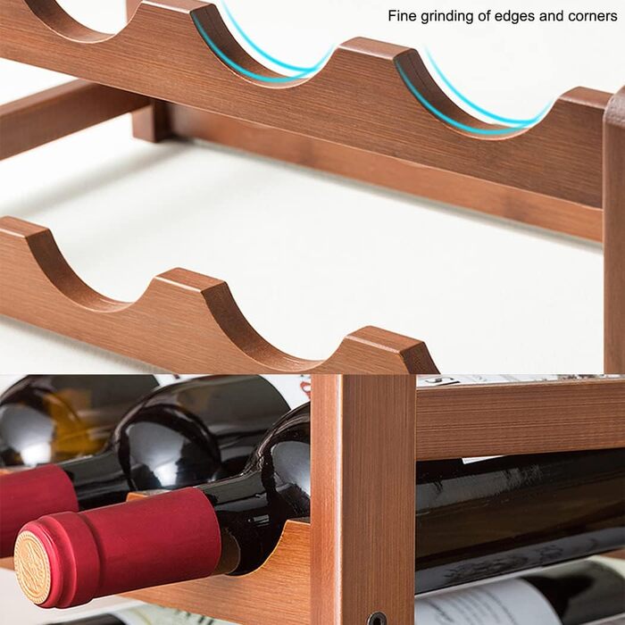 Bamboo Wine Rack (16 Bottles) – 4-Tier Stackable & Space-Saving Design | Ideal for Kitchen, Wine Cellar, or Restaurant | Eco-Friendly & Assembly-Free