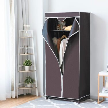 RELAX4LIFE Wardrobe with Metal Frame, Fabric Closet with Large Storage Space, Folding Wardrobe with Cover, Textile Closet with Non-Slip Feet, Folding Clothes Closet Fabric Wardrobe (Coffee Brown)