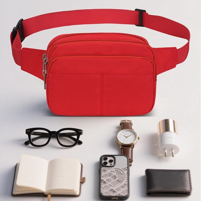 Поясна сумка на пояс для чоловіків та жінок, спортивна, для подорожей, прогулянок з собакою, червона