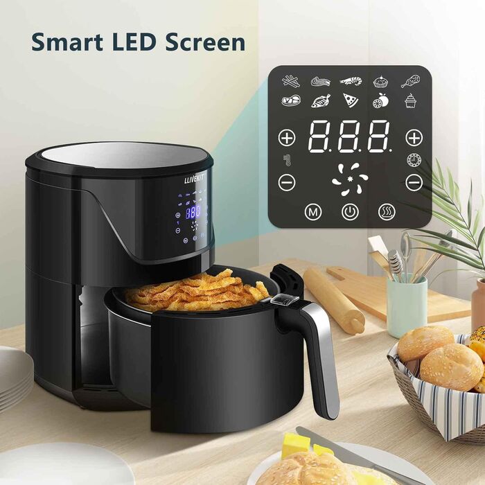 Фритюрниця LLIVEKIT з 2 камерами, 4.5L+4.5L, Airfryer 9-в-1, без олії, з сенсорним екраном, таймером