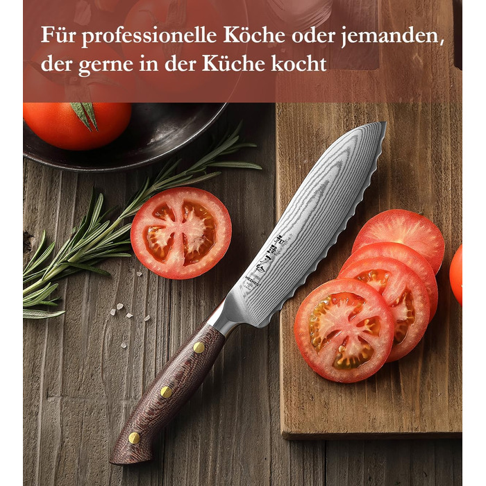HEZHEN ніж кухарський 21 см з дамаської сталі 67 шарів, професійний, з дерев'яною піхвою, Full Tang з мікарти