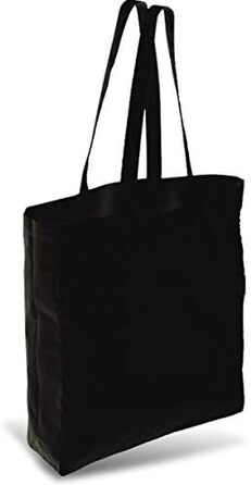 Cottonbagjoe Shopping Bags | 38x42x10 cm | Side and bottom gusset | with long handles | Jute bag | Cotton bags for painting, printing | DIY (150 pcs, Black)