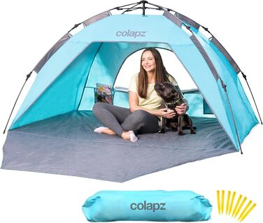 Colapz Camping Shower Tent & Pop-Up Toilet Tent with Storage - Privacy Beach Shelter & Outdoor Changing Room (Blue)