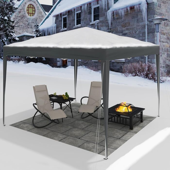WOLTU Pop-Up Pavilion, Waterproof Folding Pavilion, Sun Shelter, Event Pavilion, Garden Pavilion for Terrace, Camping, Festival, Pagoda Tent, 3 x 3 m, with Oxford Fabric and Metal Frame, PVL0002be (Anthracite)