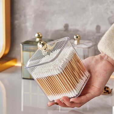 Контейнер для ватних паличок Veki з кришкою, прозорий, для ватних дисків, косметичний органайзер, зелений