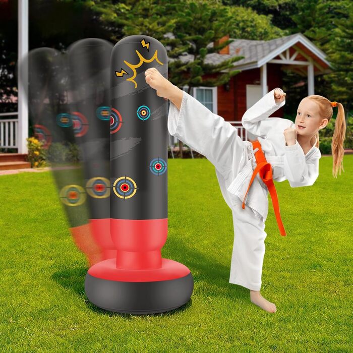 Дитячий боксерський мішок для карате та тхеквондо - 160 см, стоячий, для зняття стресу, з повітряним насосом. Підходить для хлопчиків та дівчаток 3-10 років