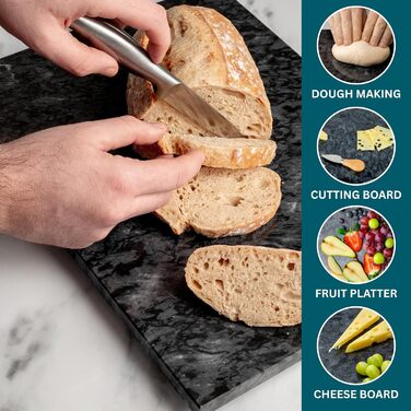 Обрізний дошка Homiu з мармуровим ефектом, 40 x 30 см, термостійка, антиковзна, чорна