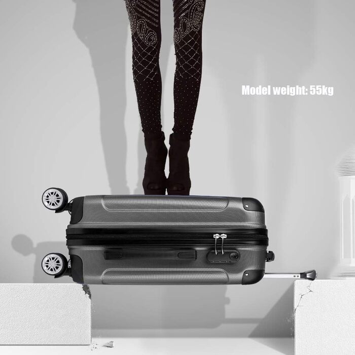 Набір валіз KONO Zwillingsrollen 3шт. (M-L-XL) з ABS-пластику сірого кольору