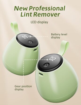Електричний видальник пуху з 2 змінними лезами, 3 режими, LCD-дисплей, USB-зарядка для різних тканин