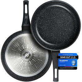 Сковорода HARMONY HUB 28 см з антипригарним покриттям – індукційна сковорода з індикатором нагріву, для всіх типів плит, довговічна, без PFOA, чорна