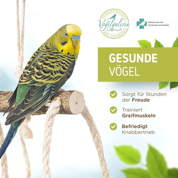 Vogelgaleria® Stunning hanging bird playground with many perches! Great bird toy for budgies, cockatiels & Co.