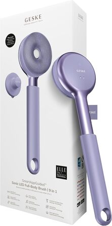 GESKE Sonic LED Full-Body Brush: Щітка для тіла з LED-підсвіткою та інтенсивним пілінгом | 9-в-1 | Електрична щітка для тіла | Глибоке очищення та масаж | SmartSonic Pulsations | М'які силіконові ніжки (Purple)