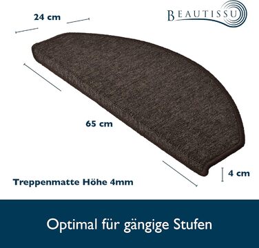 Beautissu Non-Slip Stair Treads - 55x15 cm - 15 Pack - Self-Adhesive Indoor Stair Mats - Carpet Stair Treads for Narrow Stairs - ProStair - Dark Brown