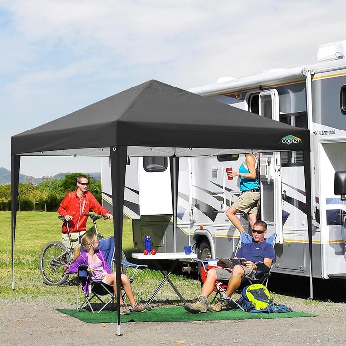 COBIZI Gazebo 3x3 Waterproof, Stable, Winter-Proof Party Tent 3x3 with 4 Side Walls, Pop-Up Folding Gazebo, UV Protection 50+, Garden Gazebo with Handbag, 8x Pegs and 4x Wind Rope, Black
