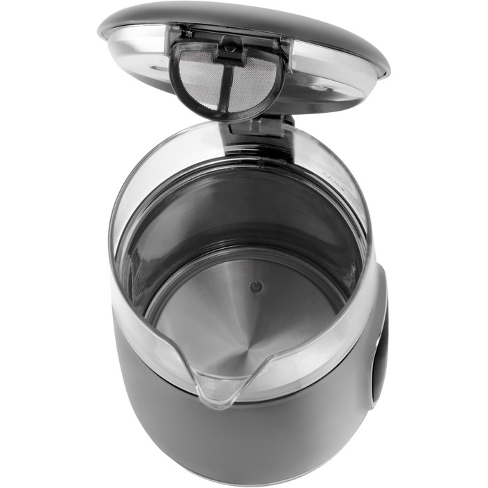 Електричний чайник Adler з регулюванням температури 2200W, 1.7L з LED-дисплеєм та сенсорною панеллю, 5 програм, функція підтримання тепла, фільтр, темно-сірий сріблястий колір