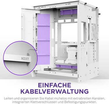 NZXT H9 Flow 2025: Корпус ПК Mid-Tower з покращеною вентиляцією, велика двокамерна конструкція, 3 x 140мм та 1 x 120мм вентилятори, підтримка радіатора 420мм, загартоване скло, підтримка Back-Connect, RGB підсвітка