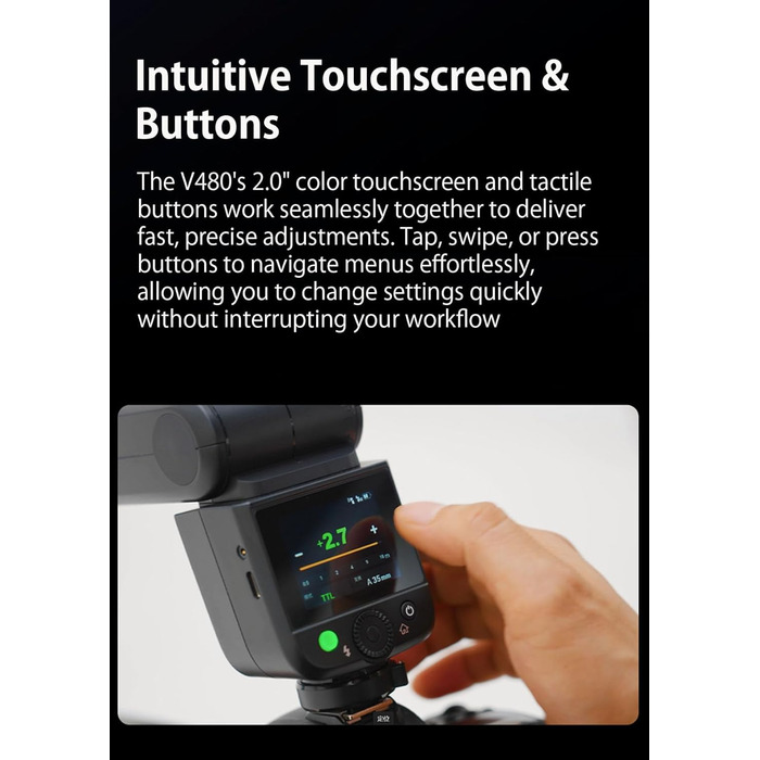 Спалах Godox V480C Touchscreen для Canon: TTL, HSS 1/8000s, GN50