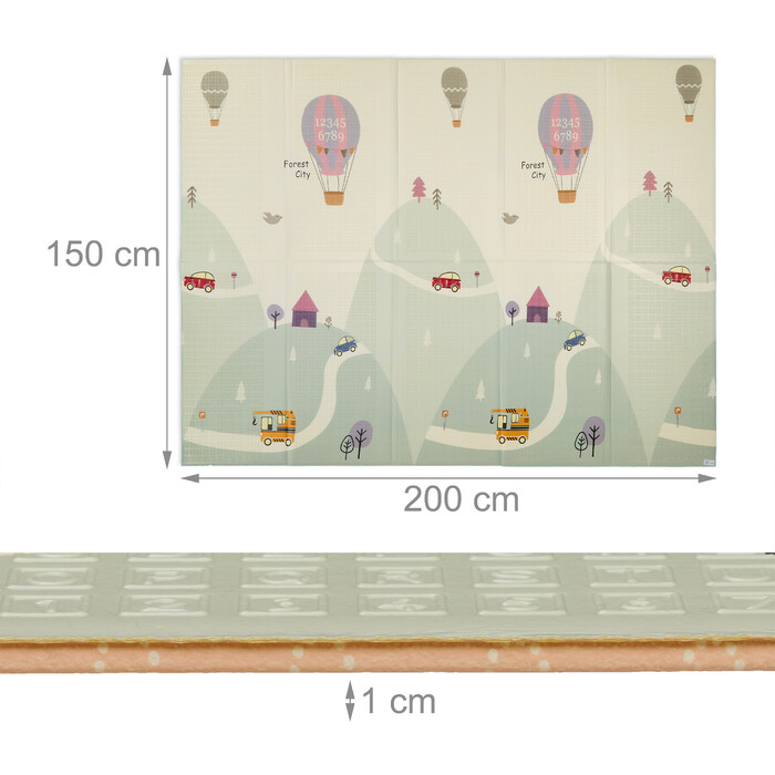 Relaxdays Play Mat - Street and Animal Motif, Foldable