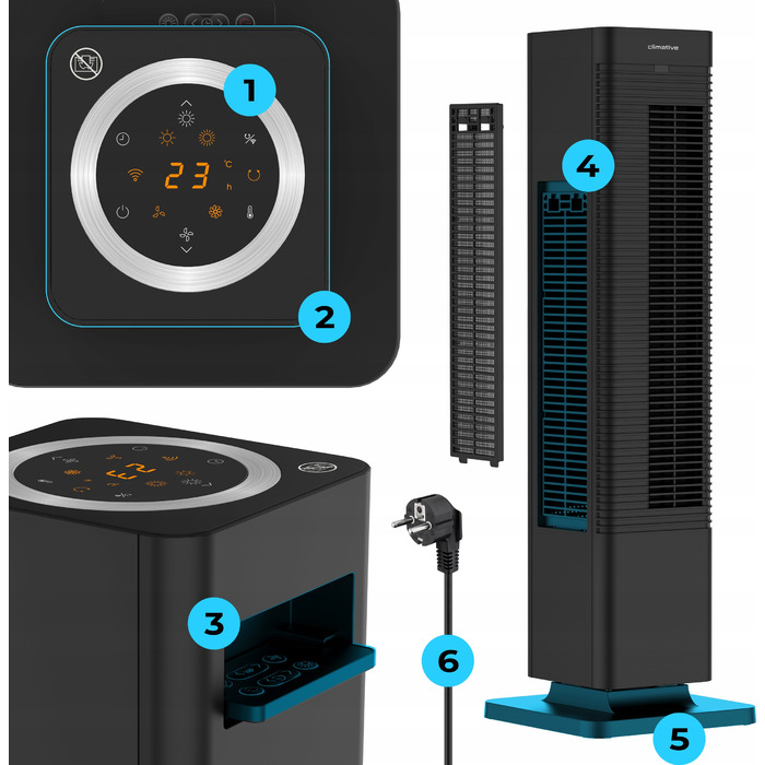 Колонний вентилятор Climative CoolHeat: підлоговий обігрівач та охолоджувач з WiFi та LED-дисплеєм