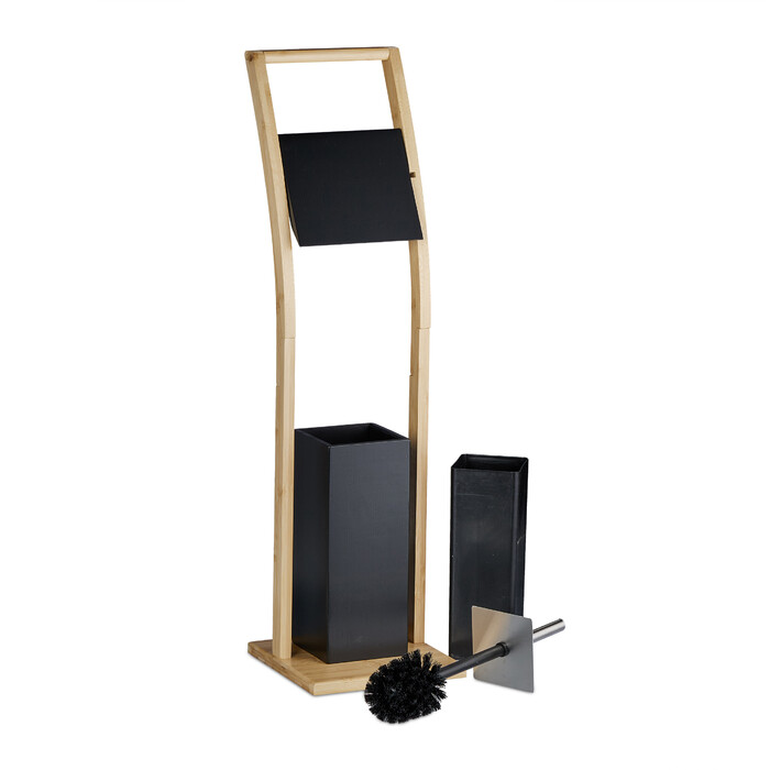 Relaxdays Toilet Set Bamboo Black