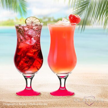 Набір келихів для коктейлів PLATINUX 6 шт, 400 мл (рожеві) - Longdrink, Hurricane, для вечірок