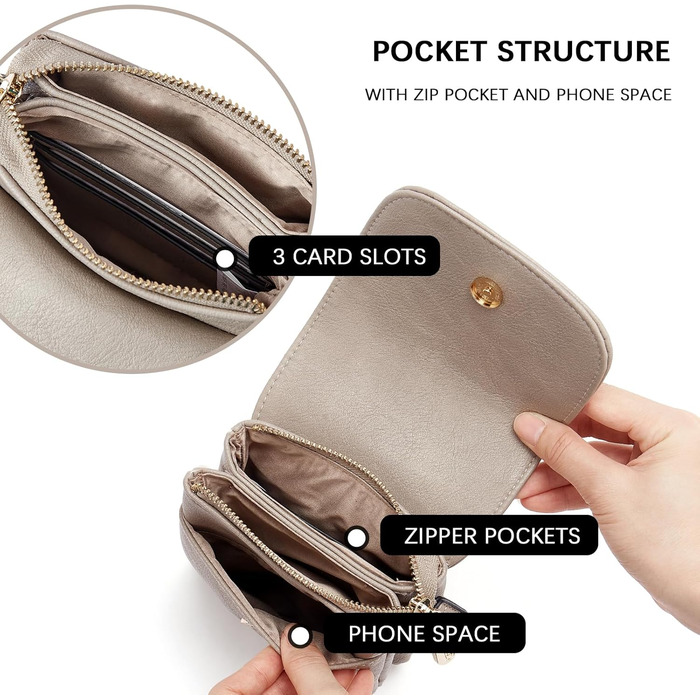 Сумка-клатч BOSTANTEN Klein через плече для телефону, сіра PU шкіра, жіноча, з гаманцем