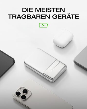 Магнітний павербанк EcoFlow Qi2 MagSafe 5000mAh 30W з USB-C кабелем для iPhone 17/16/15/14/13/12, сріблястий
