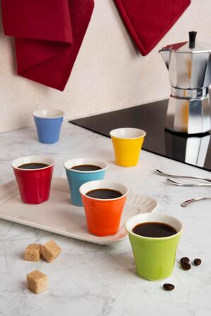 Brunch Time Espresso Cups, Set of 7, Multicolored