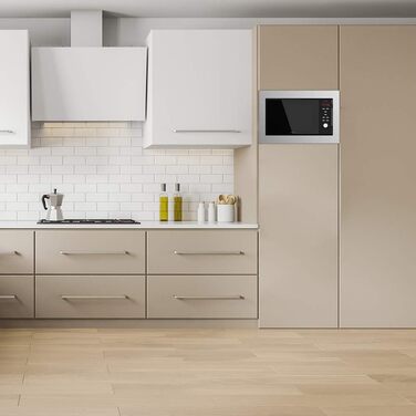 Мікрохвильова піч Cecotec GrandHeat 2350 вбудована, 23 літри, 900 Вт, 6 рівнів потужності, 9 функцій, таймер, сталевий колір