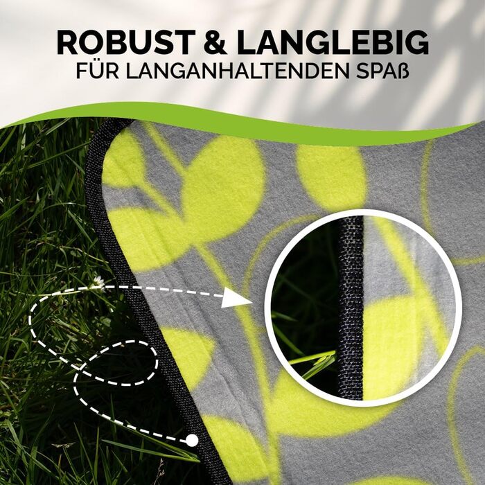 Плед для пікніка Heimtexland XL 200x200 см, водонепроникний, блакитний в смужку - килимок для пляжу, кемпінгу, фестивалів