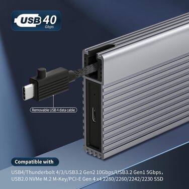 Корпус для SSD ZIKE 40Gbps M.2 NVMe з USB4.0 (до 3811MB/s), Thunderbolt4, сумісний з M.2 2280, USB3.2, PCI-E Gen 4x4