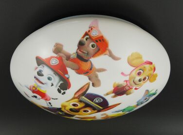 Дитяча стельова лампа Paw Patrol, пластик, E27, 36 см, для дітей, Маршал, Чейз, Скай