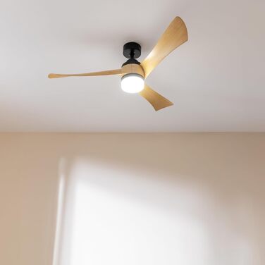 Стельовий вентилятор Cecotec EnergySilence Aero 5280 LightWood з LED підсвіткою 18W, 132 см, DC-мотор, пульт, таймер, чорний/дерево
