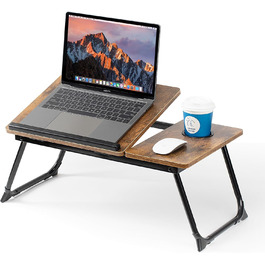 Зручний столик-підставка для ноутбука в ліжко/диван Retrobrown: регульований, складаний, з підстаканником