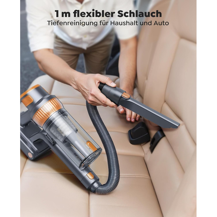 SMOTURE VAC04 Бездротовий акумуляторний пилосос, 50000 Па потужність всмоктування, 65 хвилин роботи, самостійна підставка, гнучкий шланг, щітка Anti-Tangle, док-станція для зарядки, для шерсті тварин, килимів та твердих поверхонь