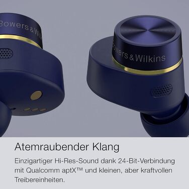 Блютуз навушники Bowers & Wilkins Pi7 S2 (2023) з активним шумозаглушенням (ANC), aptX та мікрофонами, Midnight Blue