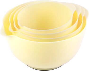 Набір салатниць/міксерів BoxedHome (4 шт.) - пластик, жовтий, неслизькі, для кухні