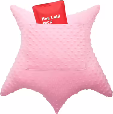 BNR Star-Shaped Hysterectomy Pillow for Abdominal Surgery with 2 Pockets, Hysterectomy Pillow, a Must-Have for Recovery, Post-Surgery Gift, Abdominal/Tummy Pillow, Minky Dot Coral