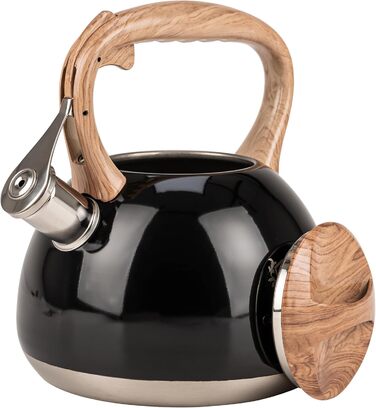 Чайник електричний KARL HAUSMANN Induktion 3L з автоматичним свистком - нержавіюча сталь, для індукційних, газових та електричних плит (Чорний)