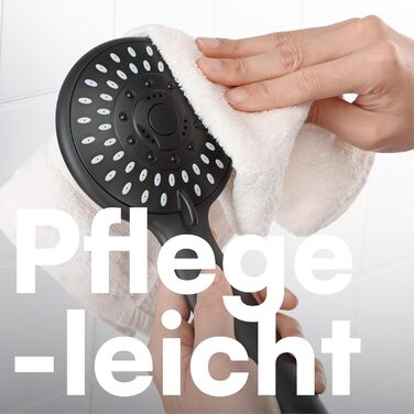 Насадка для душу H&S з високим тиском води - душова лійка з 5 режимами, хром, чорний